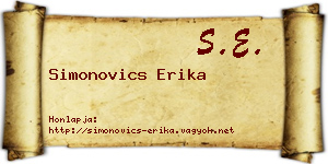 Simonovics Erika névjegykártya